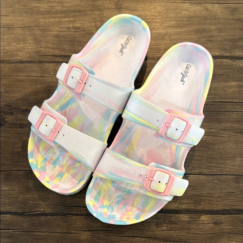 Women’s Cat & Jack Pink Birkenstock Style Sandals with Adjustable Straps